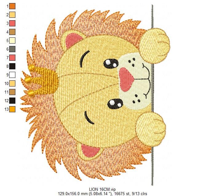 Peek a boo Lion embroidery designs - Safari embroidery design machine embroidery pattern - Baby boy embroidery file