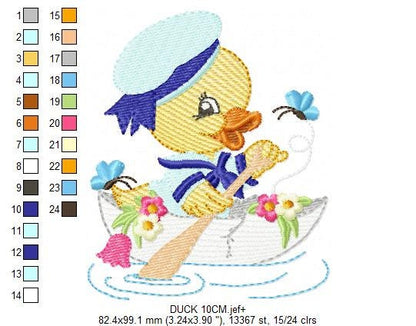 Duck embroidery design - Animal embroidery designs machine embroidery pattern - baby boy embroidery file - Sailor nautical lake ocean boat