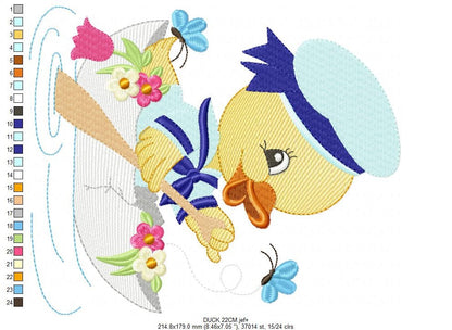 Duck embroidery design - Animal embroidery designs machine embroidery pattern - baby boy embroidery file - Sailor nautical lake ocean boat