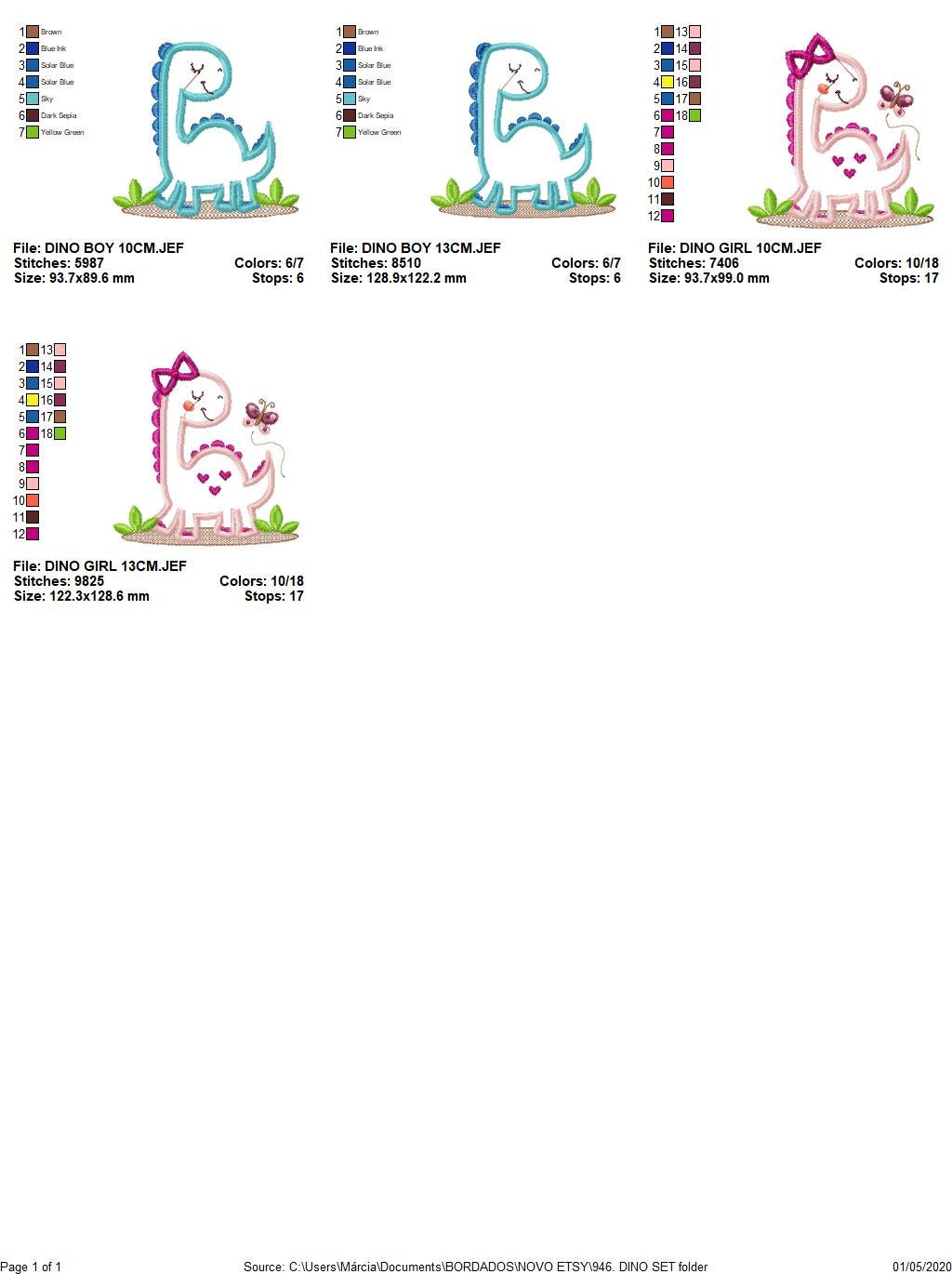 Dinosaur embroidery designs - Dino machine embroidery pattern - Baby boy and girl file - Dinosaur Applique - Instant digital download pes