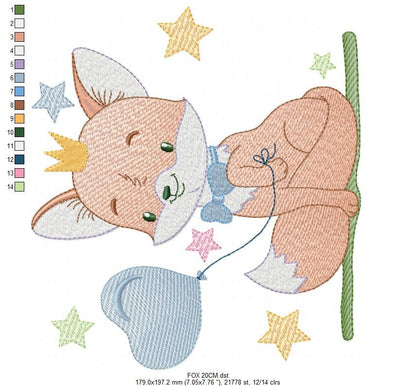 Fox embroidery designs - Hot air balloon embroidery design machine embroidery pattern - Animal embroidery file - woodland animals download