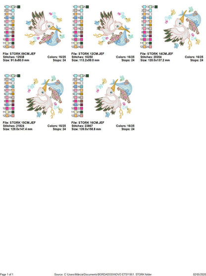 Stork embroidery design - Stork with baby embroidery design machine embroidery pattern - newborn embroidery file - Baby shower gift design