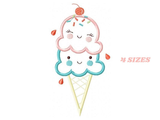 Ice cream embroidery designs - Candy Dessert machine embroidery pattern - Icecream cone applique - Instant digital download pes jef dst hus