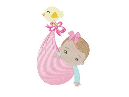 Sleeping baby embroidery design - Baby girl embroidery design machine embroidery pattern - Newborn embroidery file nursery instant download