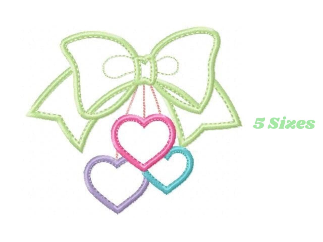 Lace with hearts embroidery designs - Bow Tie embroidery design machine embroidery pattern - baby girl embroidery file lace applique design