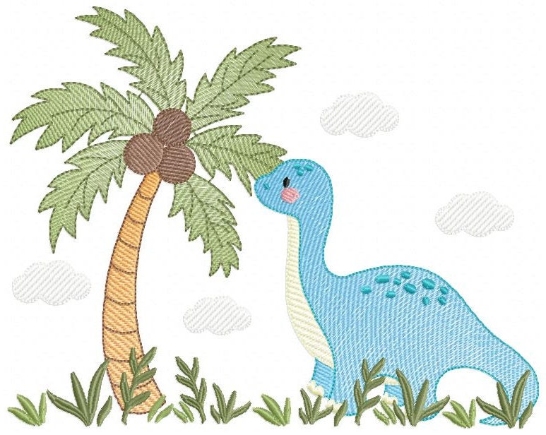 Dinosaur embroidery designs - Dino embroidery design machine embroidery pattern - Baby boy embroidery file Brontosaurus Design digital file