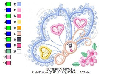 Butterfly embroidery design - Animal embroidery designs machine embroidery pattern - Baby girl embroidery file - butterfly applique design