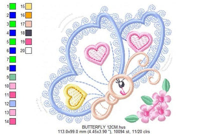 Butterfly embroidery design - Animal embroidery designs machine embroidery pattern - Baby girl embroidery file - butterfly applique design
