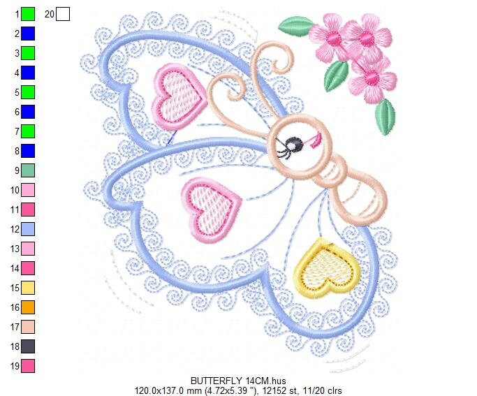 Butterfly embroidery design - Animal embroidery designs machine embroidery pattern - Baby girl embroidery file - butterfly applique design