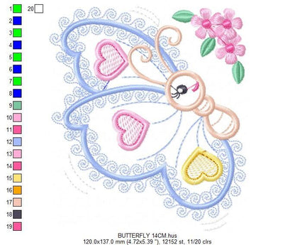 Butterfly embroidery design - Animal embroidery designs machine embroidery pattern - Baby girl embroidery file - butterfly applique design