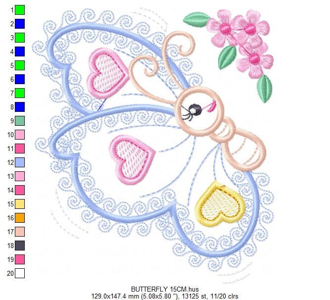 Butterfly embroidery design - Animal embroidery designs machine embroidery pattern - Baby girl embroidery file - butterfly applique design