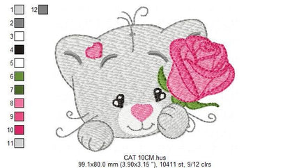 Cat embroidery design - Kitty embroidery designs machine embroidery pattern - Pet embroidery file - Baby girl embroidery Kitchen cloth Apron