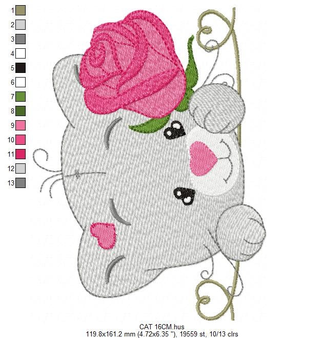 Cat embroidery design - Kitty embroidery designs machine embroidery pattern - Pet embroidery file - Baby girl embroidery Kitchen cloth Apron