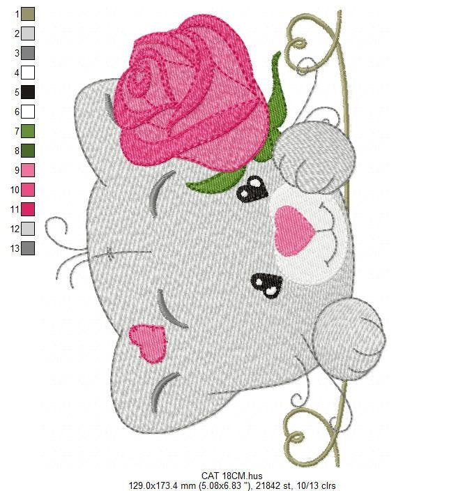 Cat embroidery design - Kitty embroidery designs machine embroidery pattern - Pet embroidery file - Baby girl embroidery Kitchen cloth Apron