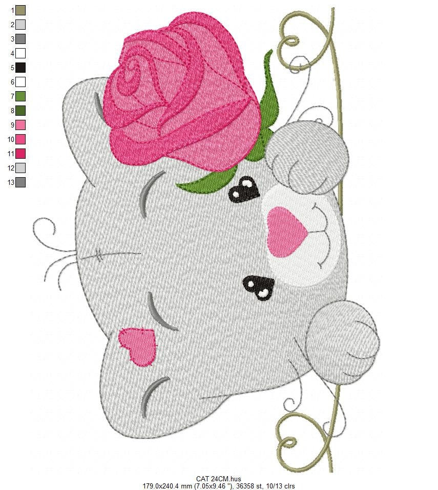 Cat embroidery design - Kitty embroidery designs machine embroidery pattern - Pet embroidery file - Baby girl embroidery Kitchen cloth Apron