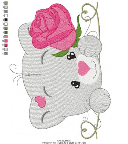 Cat embroidery design - Kitty embroidery designs machine embroidery pattern - Pet embroidery file - Baby girl embroidery Kitchen cloth Apron