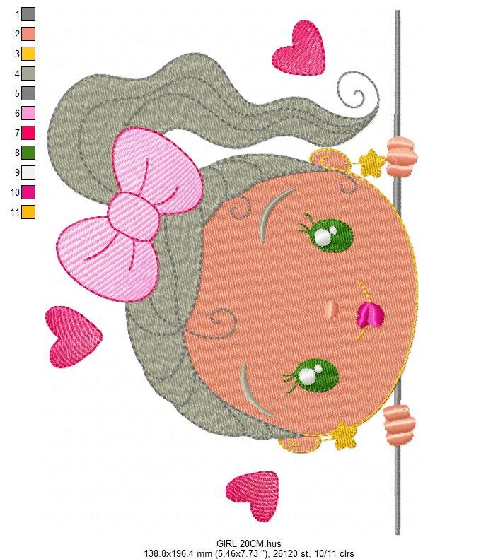 Peek a boo girl embroidery design - Princess machine embroidery pattern - Children file - Instant digital download pes jef dst vp3 hus