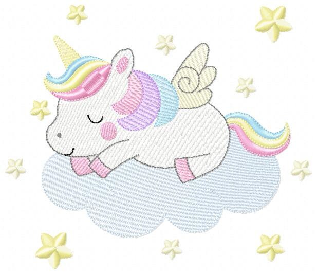 Unicorn embroidery designs - Rainbow Unicorn Cloud machine embroidery pattern - Fantasy Magical - Instant digital download pes jef dst hus