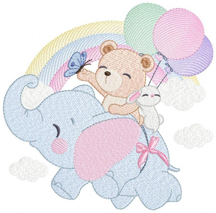 Elephant embroidery designs - Animal embroidery design machine embroidery pattern - Baby girl embroidery file - kid embroidery Towel pillow