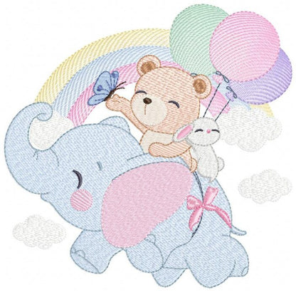 Elephant embroidery designs - Animal embroidery design machine embroidery pattern - Baby girl embroidery file - kid embroidery Towel pillow