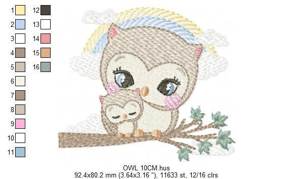 Owl embroidery design - Owl family embroidery design machine embroidery pattern - Baby boy embroidery file - digital download bird with baby
