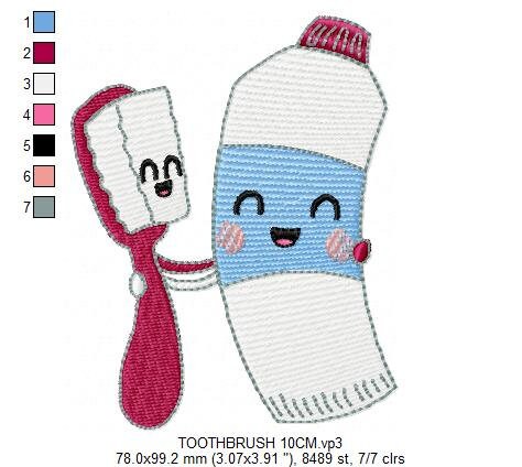 Toothbrush embroidery designs - Toothpaste embroidery design machine embroidery pattern - tooth embroidery file - Dental instant download