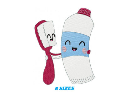Toothbrush embroidery designs - Toothpaste embroidery design machine embroidery pattern - tooth embroidery file - Dental instant download