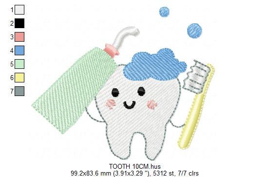 Tooth embroidery designs - Toothpaste embroidery design machine embroidery pattern - toothbrush embroidery file - Dental instant download