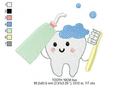 Tooth embroidery designs - Toothpaste embroidery design machine embroidery pattern - toothbrush embroidery file - Dental instant download