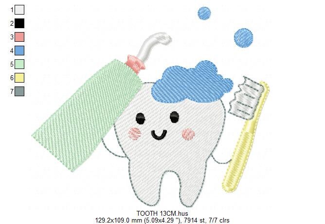 Tooth embroidery designs - Toothpaste embroidery design machine embroidery pattern - toothbrush embroidery file - Dental instant download