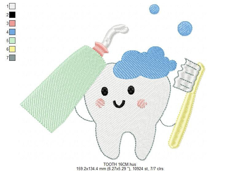 Tooth embroidery designs - Toothpaste embroidery design machine embroidery pattern - toothbrush embroidery file - Dental instant download