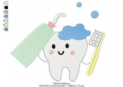 Tooth embroidery designs - Toothpaste embroidery design machine embroidery pattern - toothbrush embroidery file - Dental instant download