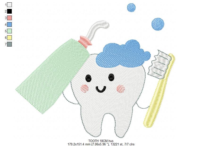 Tooth embroidery designs - Toothpaste embroidery design machine embroidery pattern - toothbrush embroidery file - Dental instant download