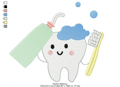 Tooth embroidery designs - Toothpaste embroidery design machine embroidery pattern - toothbrush embroidery file - Dental instant download