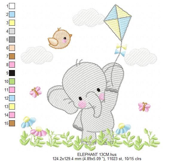 Elephant embroidery designs - Animal embroidery design machine embroidery pattern - Baby girl embroidery file - kid embroidery Towel pillow