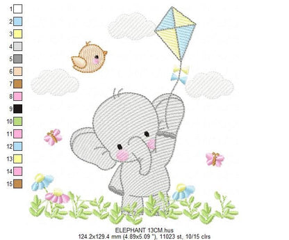 Elephant embroidery designs - Animal embroidery design machine embroidery pattern - Baby girl embroidery file - kid embroidery Towel pillow