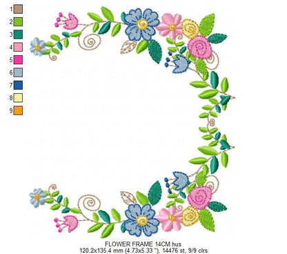 Monogram Frame embroidery designs - Flower embroidery design machine embroidery pattern - rose wreath embroidery file - baby girl embroidery Marcia Embroidery