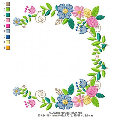 Monogram Frame embroidery designs - Flower embroidery design machine embroidery pattern - rose wreath embroidery file - baby girl embroidery Marcia Embroidery