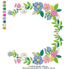 Monogram Frame embroidery designs - Flower embroidery design machine embroidery pattern - rose wreath embroidery file - baby girl embroidery