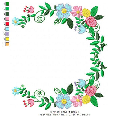 Monogram Frame embroidery designs - Flower embroidery design machine embroidery pattern - rose wreath embroidery file - baby girl embroidery Marcia Embroidery