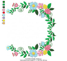 Load image into Gallery viewer, Monogram Frame embroidery designs - Flower embroidery design machine embroidery pattern - rose wreath embroidery file - baby girl embroidery
