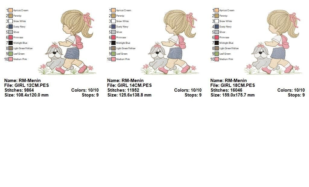 Girl embroidery designs - Dog embroidery design machine embroidery pattern - girl with dog embroidery file - student embroidery school girl