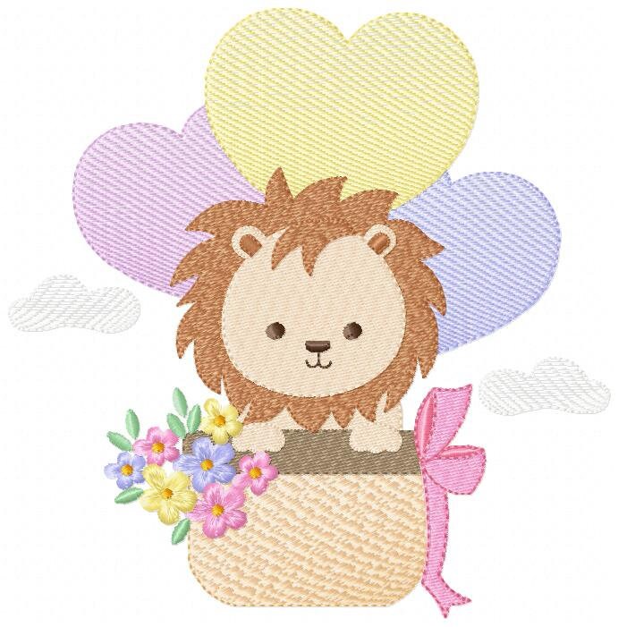 Lion embroidery designs - Safari wild animal with balloons machine embroidery pattern - Baby boy file - Instant digital download pes jef dst Marcia Embroidery