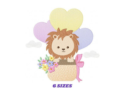 Lion embroidery designs - Safari wild animal with balloons machine embroidery pattern - Baby boy file - Instant digital download pes jef dst Marcia Embroidery