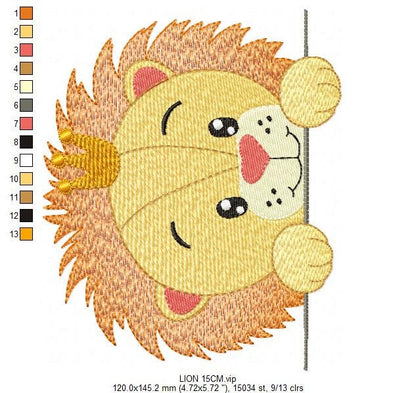 Peek a boo Lion embroidery designs - Safari embroidery design machine embroidery pattern - Baby boy embroidery file