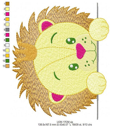 Peek a boo Lion embroidery designs - Safari embroidery design machine embroidery pattern - Baby boy embroidery file