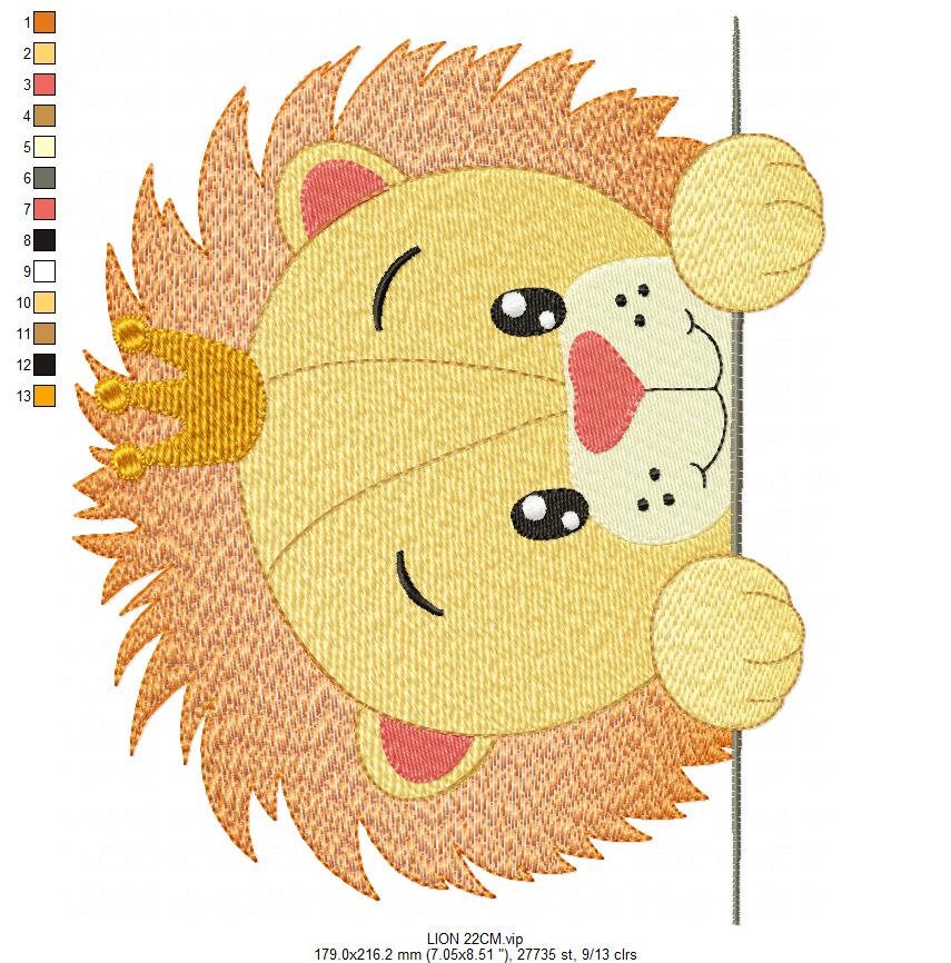 Peek a boo Lion embroidery designs - Safari embroidery design machine embroidery pattern - Baby boy embroidery file