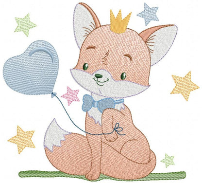 Fox embroidery designs - Hot air balloon embroidery design machine embroidery pattern - Animal embroidery file - woodland animals download