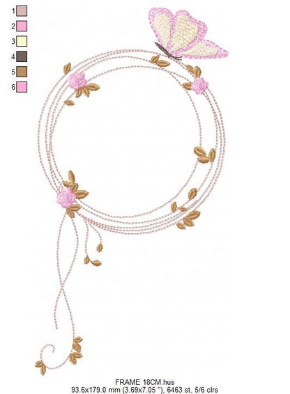 Monogram Frame embroidery designs - Flower embroidery design machine embroidery pattern - rose wreath embroidery file - baby girl embroidery