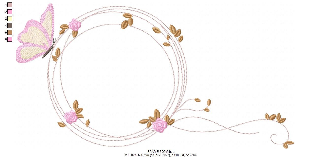 Monogram Frame embroidery designs - Flower embroidery design machine embroidery pattern - rose wreath embroidery file - baby girl embroidery